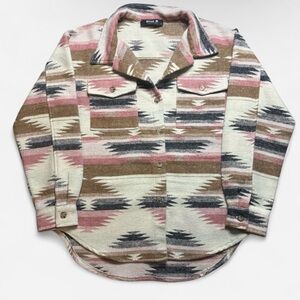 Blue B collection Patterned Button Down Shirt - Pink, Brown, Cream
